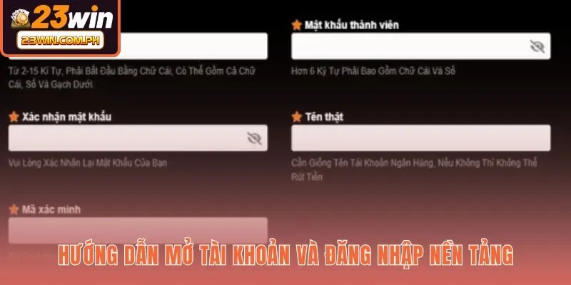 Thao tác đăng ký tài khoản 23WIN và xử lý sự cố